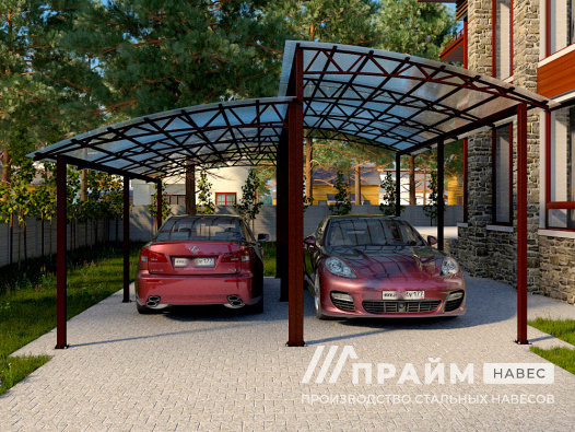 Навес на 2 машины из поликарбоната №13 - фото 510